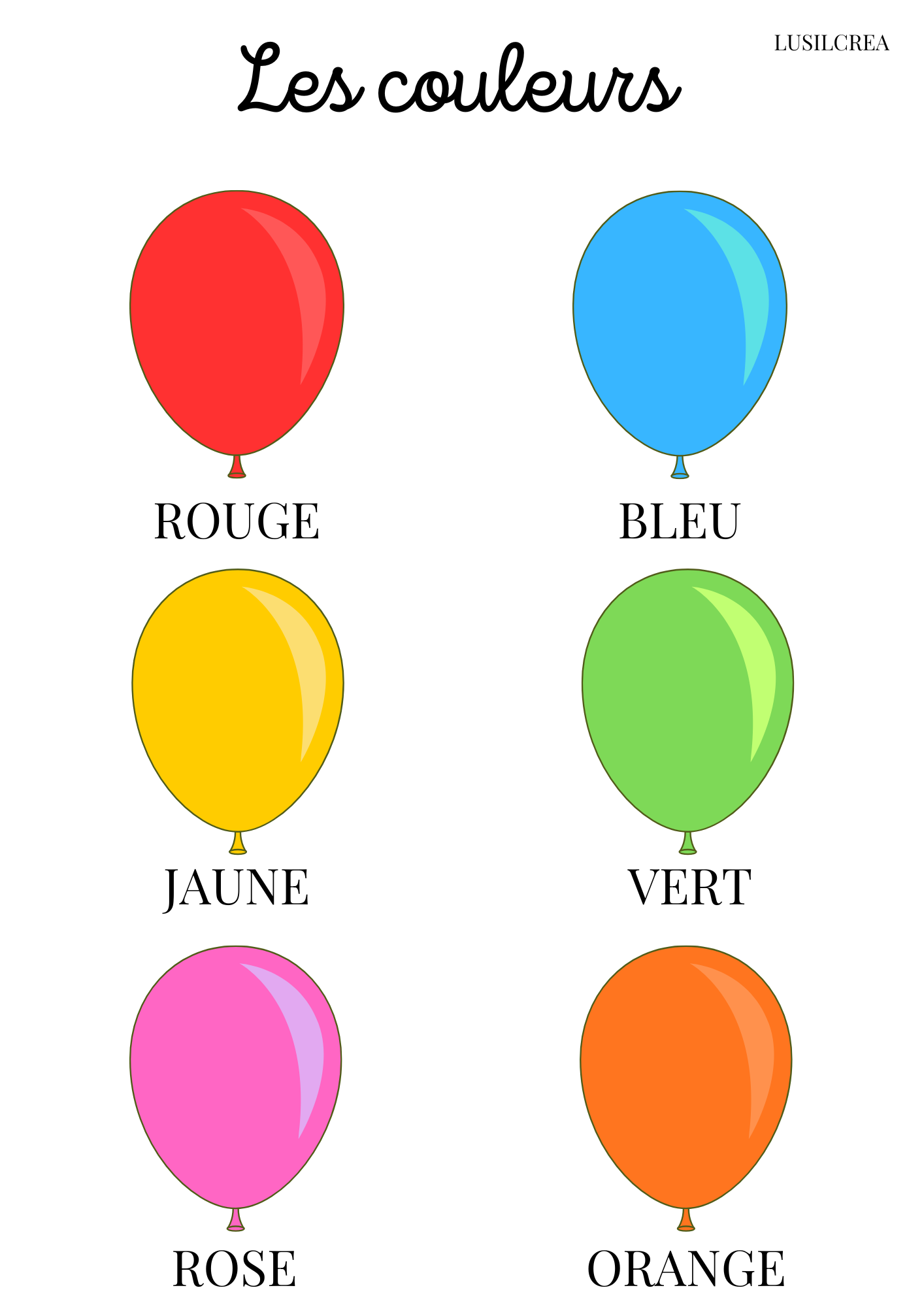 Les couleurs - Ballons