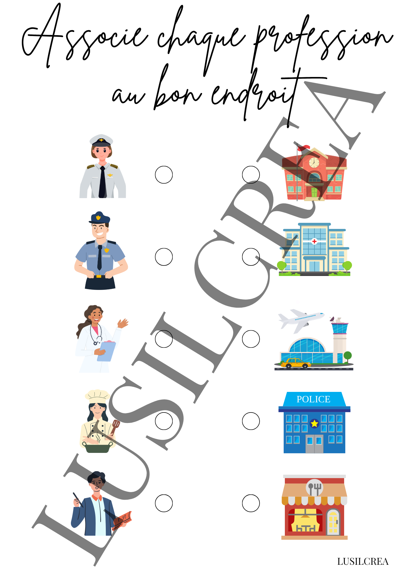 Associe chaque profession au bon endroit