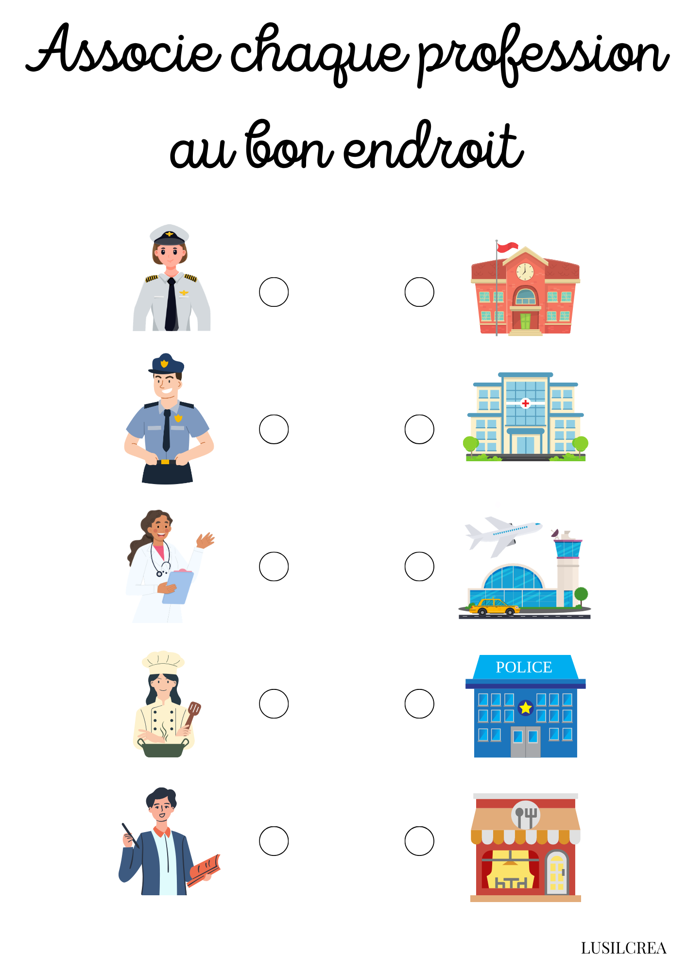 Associe chaque profession au bon endroit