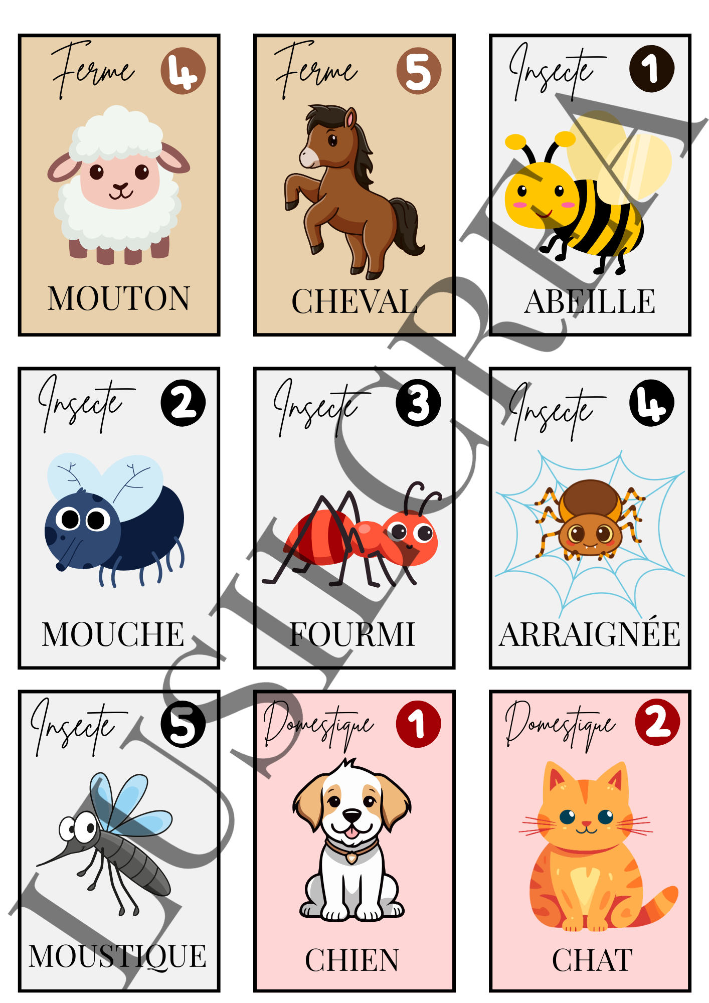 Jeu des 7 familles ANIMAUX