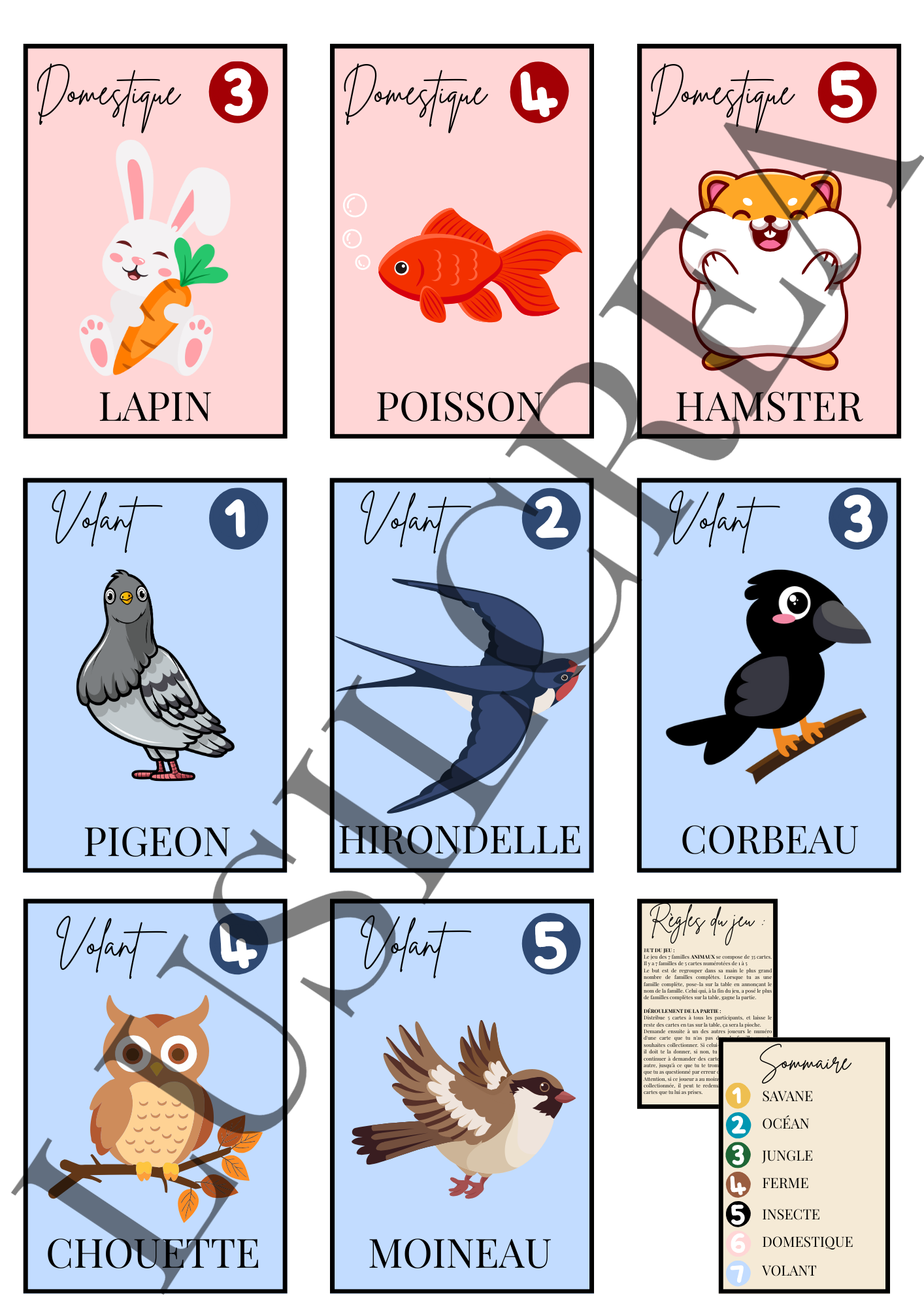 Jeu des 7 familles ANIMAUX