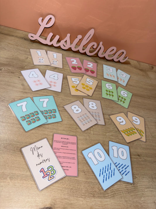 Jeu de mémo – Les chiffres de 1 à 10