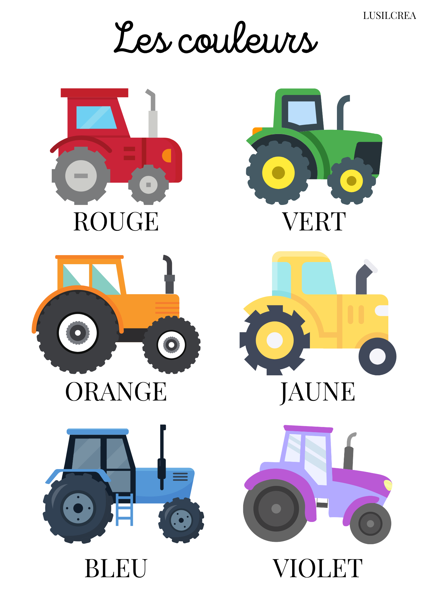 Les couleurs - Tracteurs