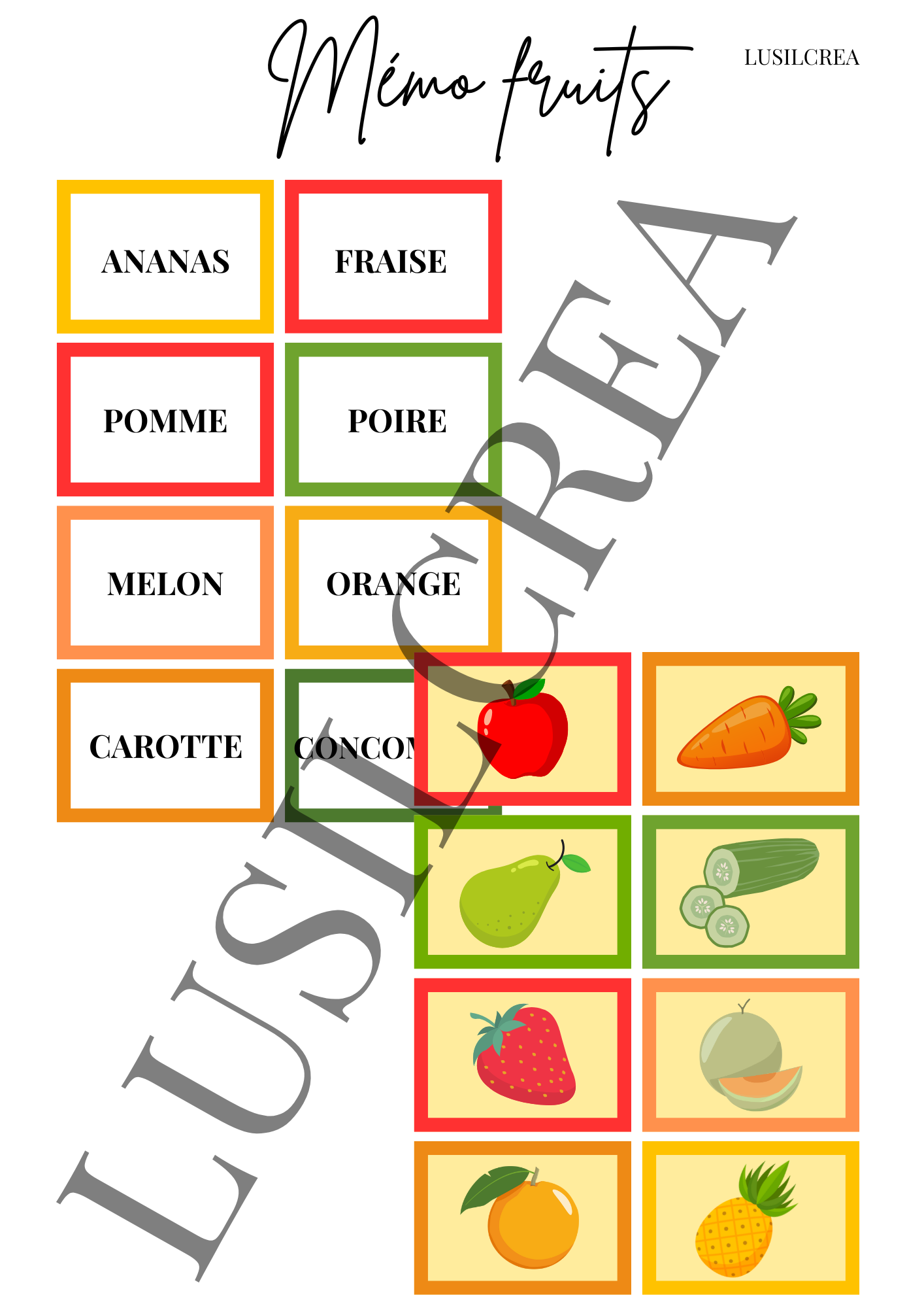 Mémo fruits