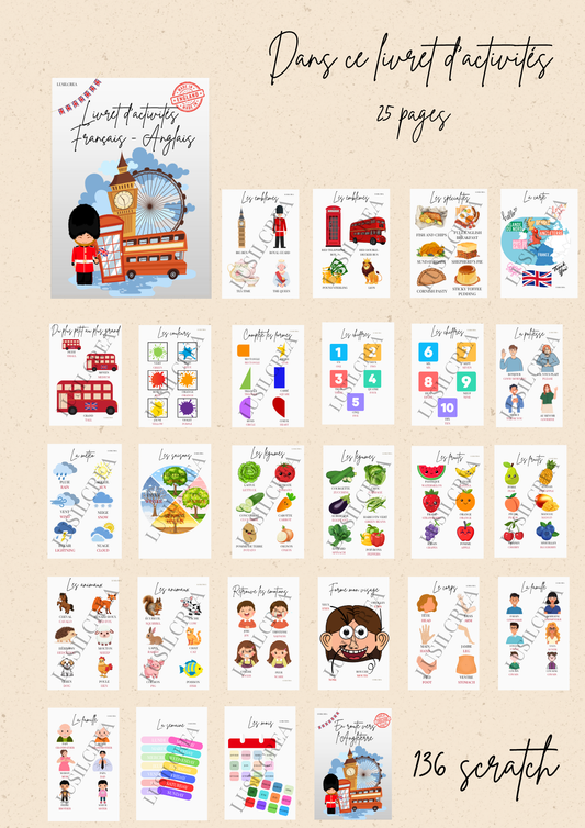 Livret d'activités Français Anglais- 25 pages COMPLET