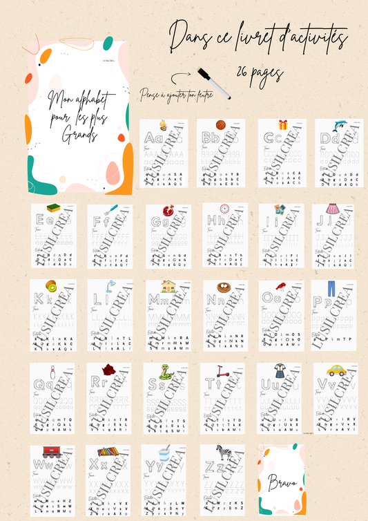 Mon alphabet pour les plus grands - 26 pages
