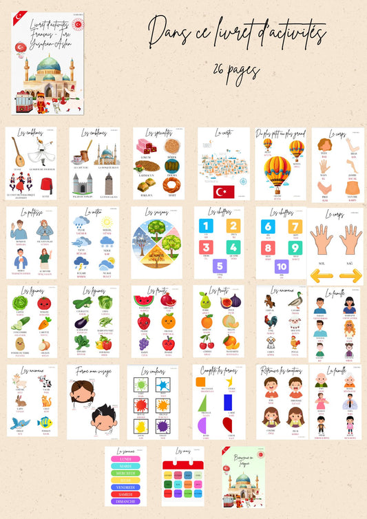 Livret d'activités double langue - Français Turc 26 PAGES