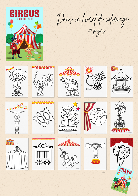 Mon livret de coloriage CIRQUE +8 Feutres effaçables