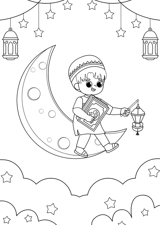 Livret de coloriage – Petit musulman 🕌✨+ 8 feutres effaçable inclus