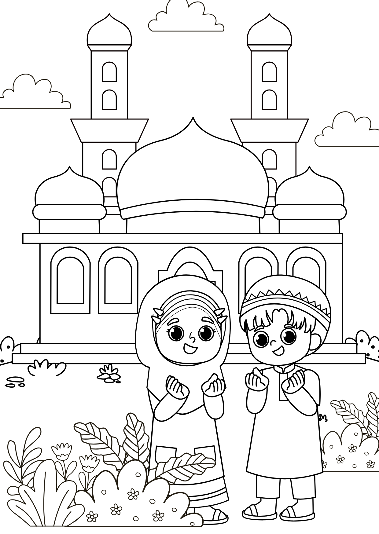 Livret de coloriage – Petit musulman 🕌✨+ 8 feutres effaçable inclus