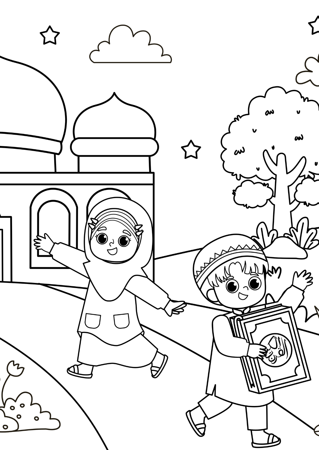Livret de coloriage – Petit musulman 🕌✨+ 8 feutres effaçable inclus
