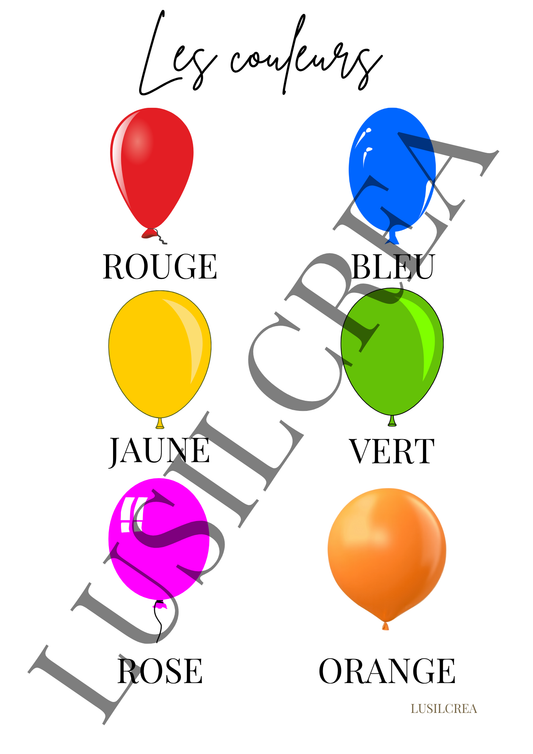 Les couleurs - Ballons