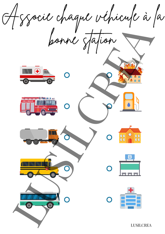 Associe chaque véhicule à la bonne station