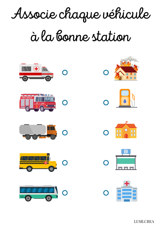 Associe chaque véhicule à la bonne station