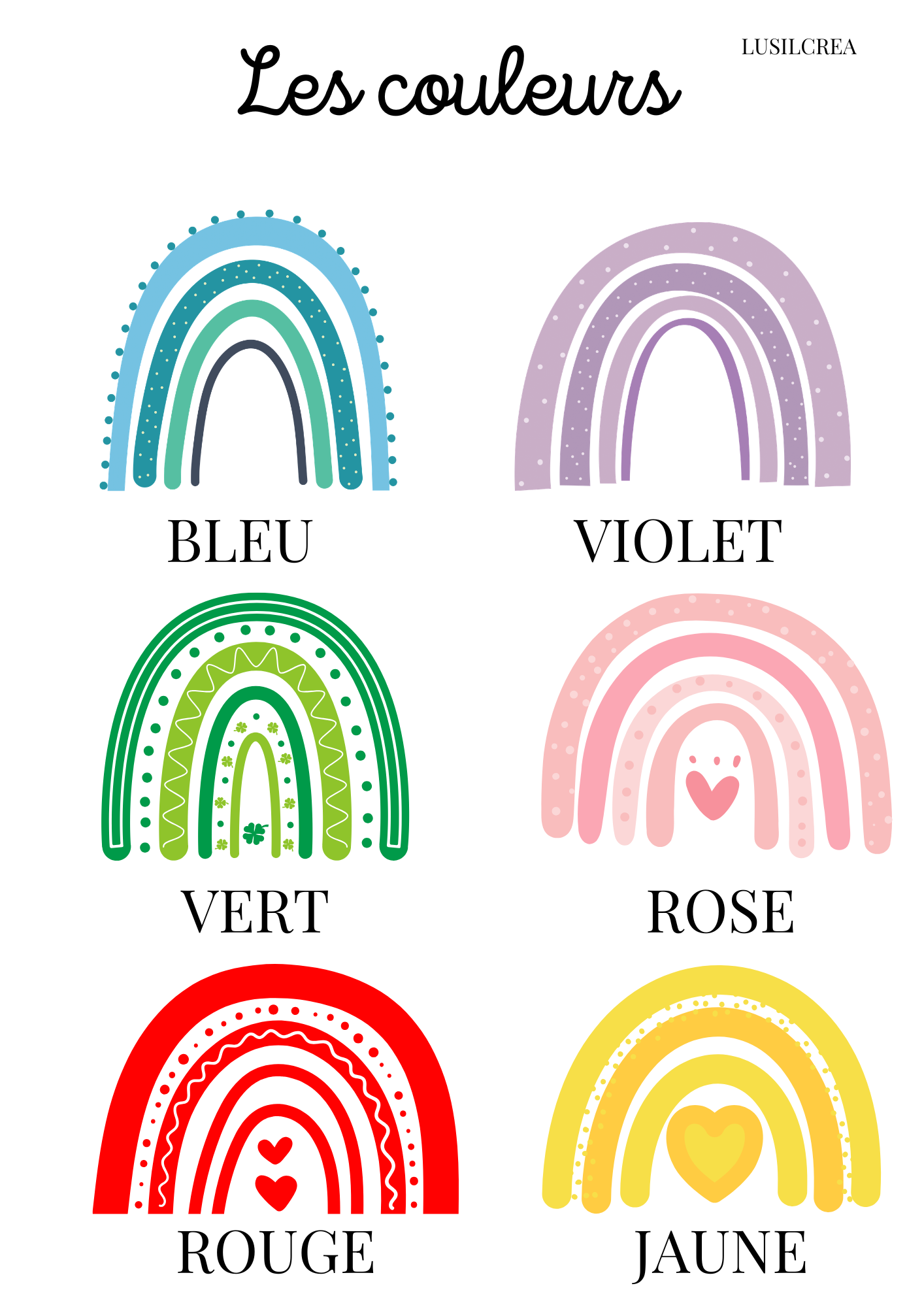 Les couleurs arc en ciel