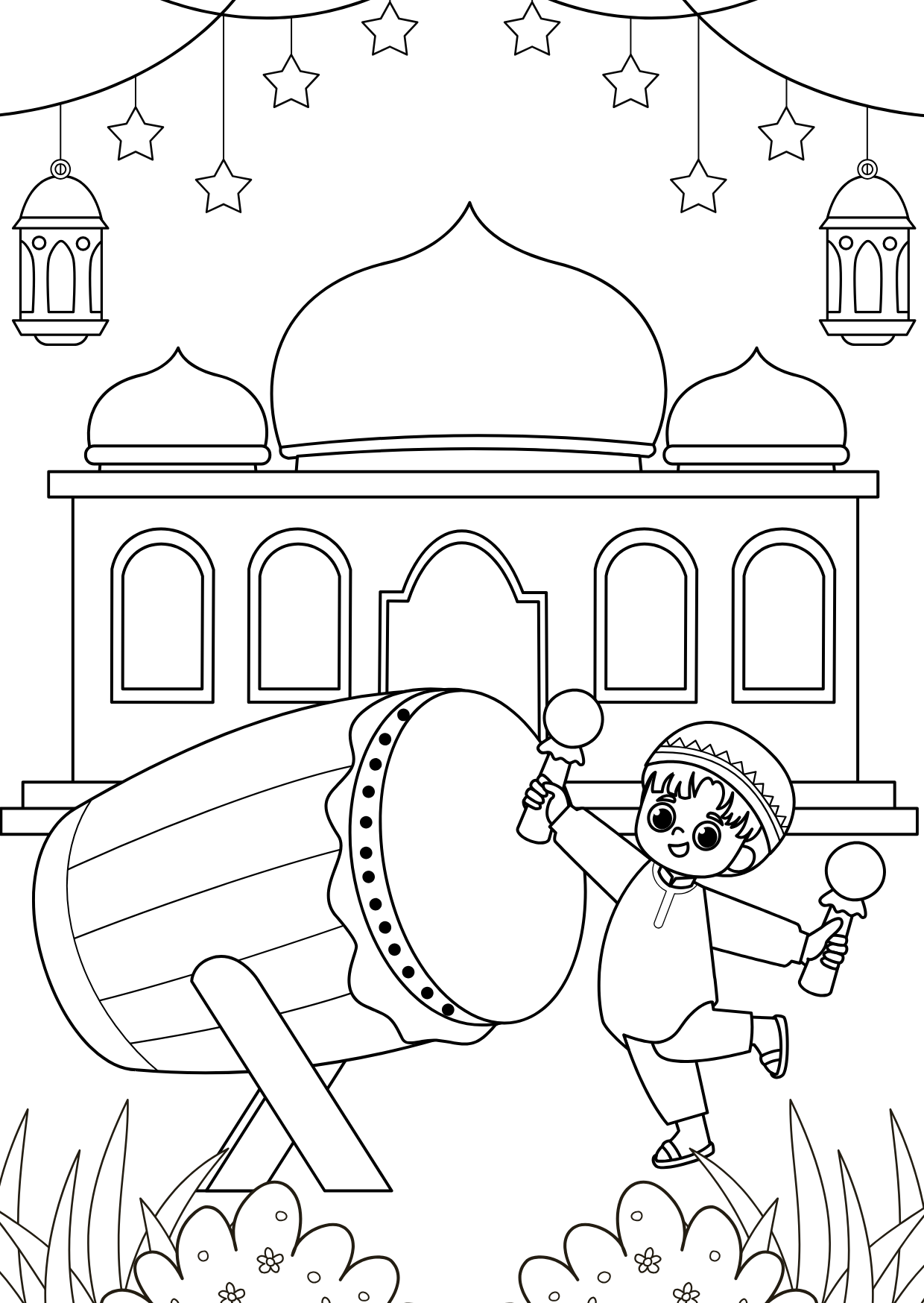Livret de coloriage – Petit musulman 🕌✨+ 8 feutres effaçable inclus