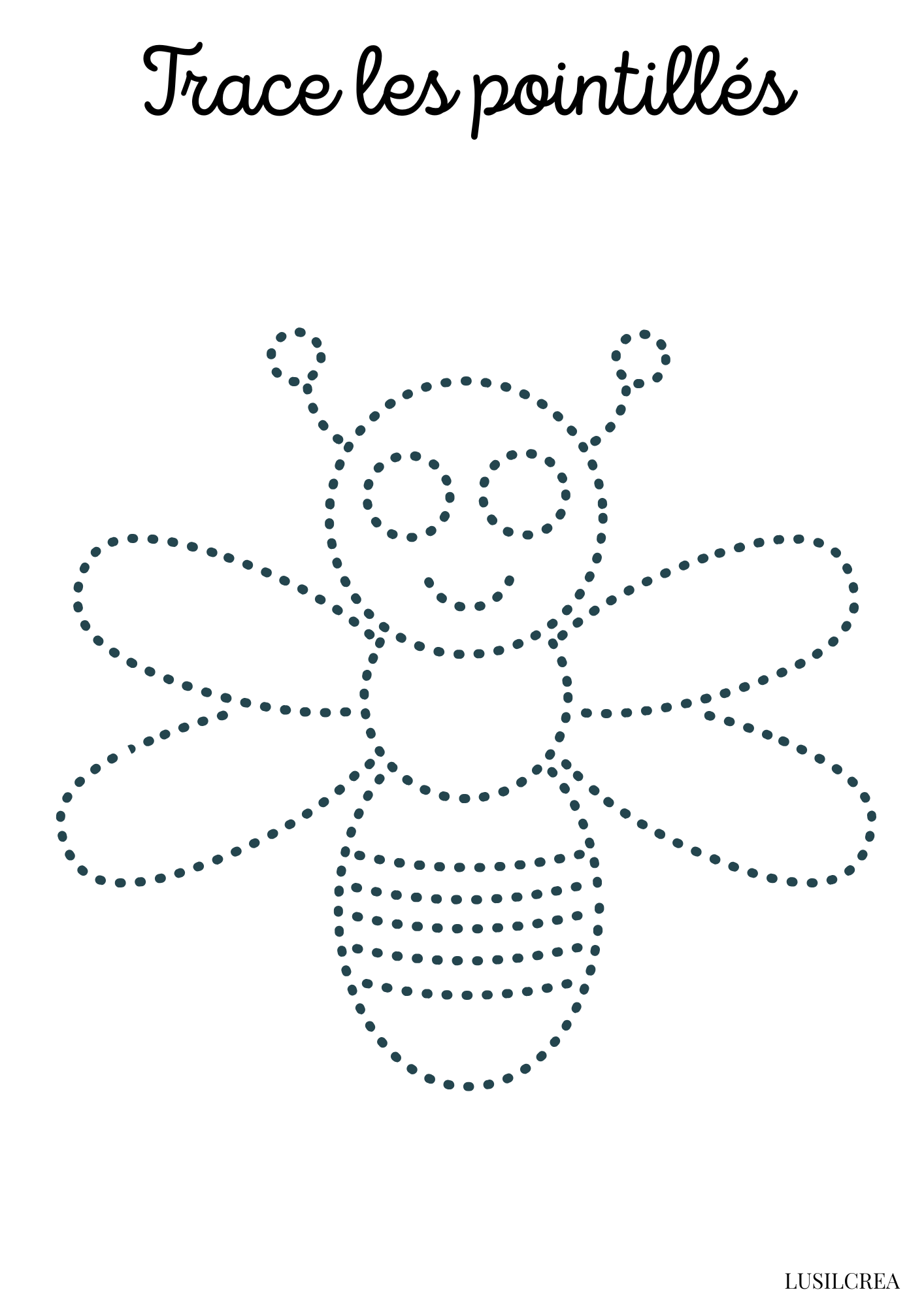 Trace les pointillés - Abeille