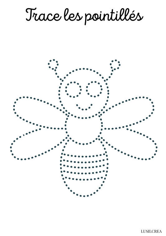 Trace les pointillés - Abeille