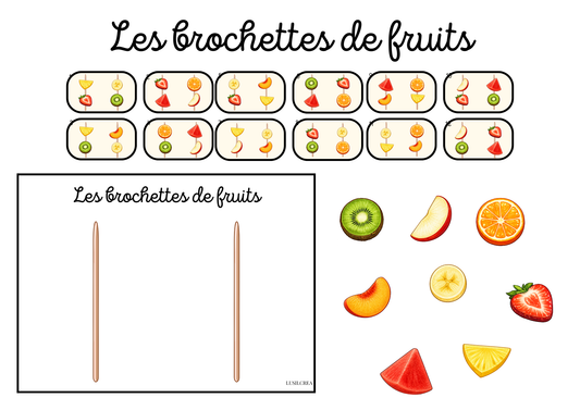 Jeu des brochettes de fruits éducatif