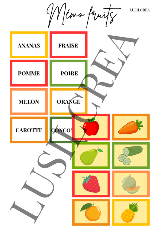 Mémo fruits