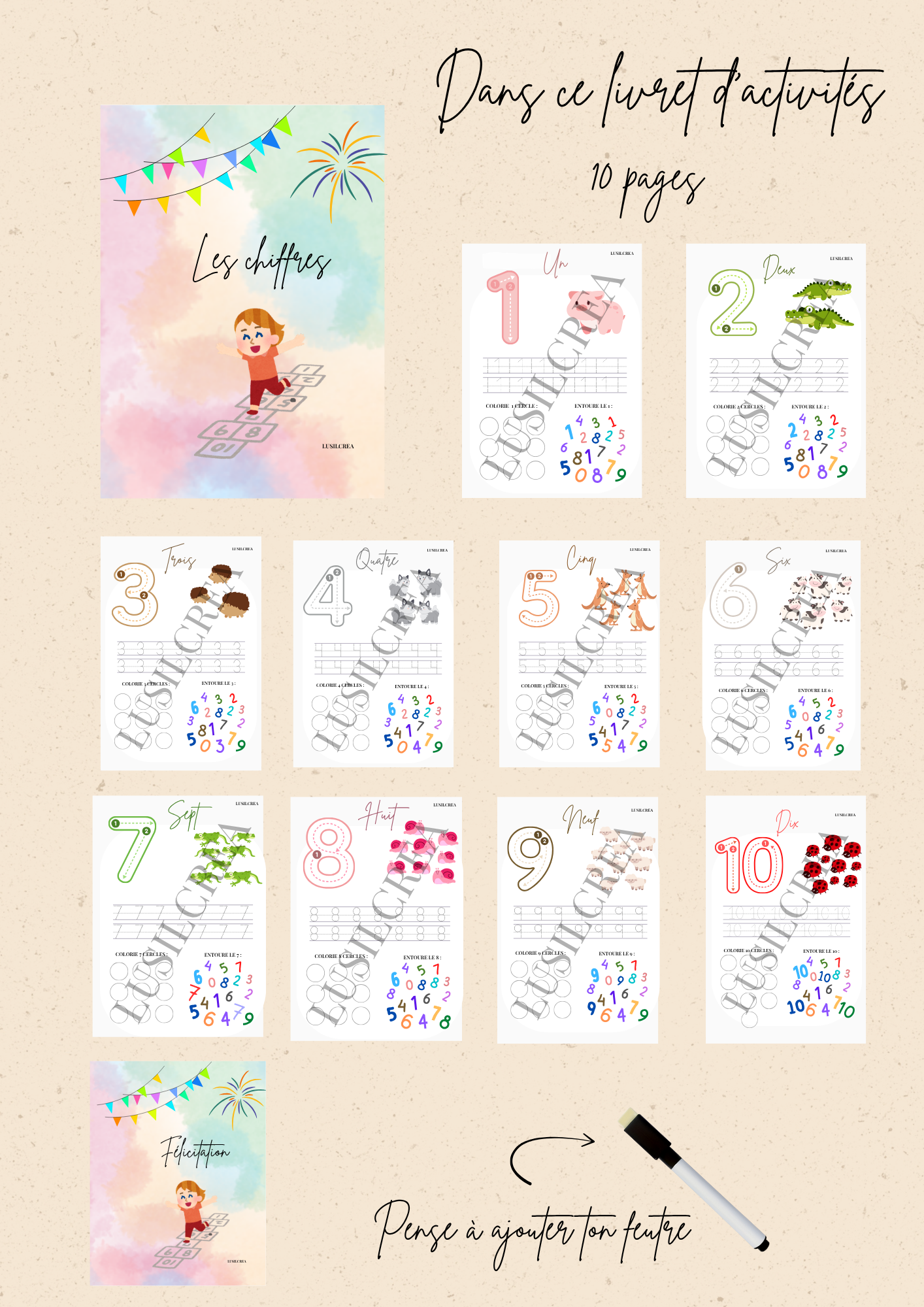 Les chiffres - 10 pages