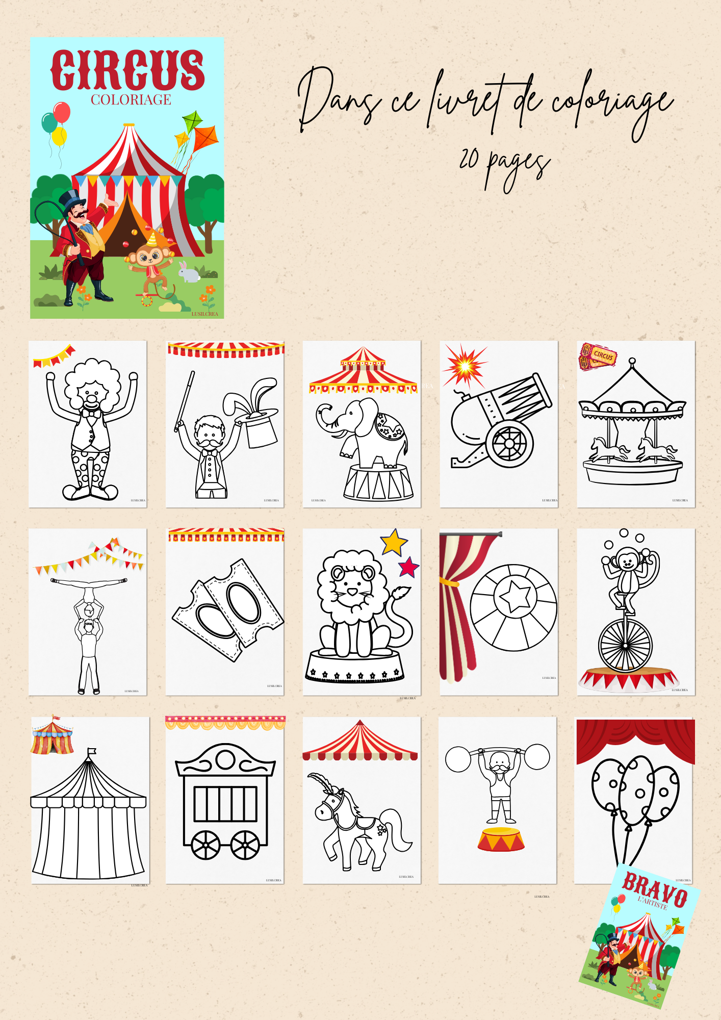 Mon livret de coloriage CIRQUE +8 Feutres effaçables