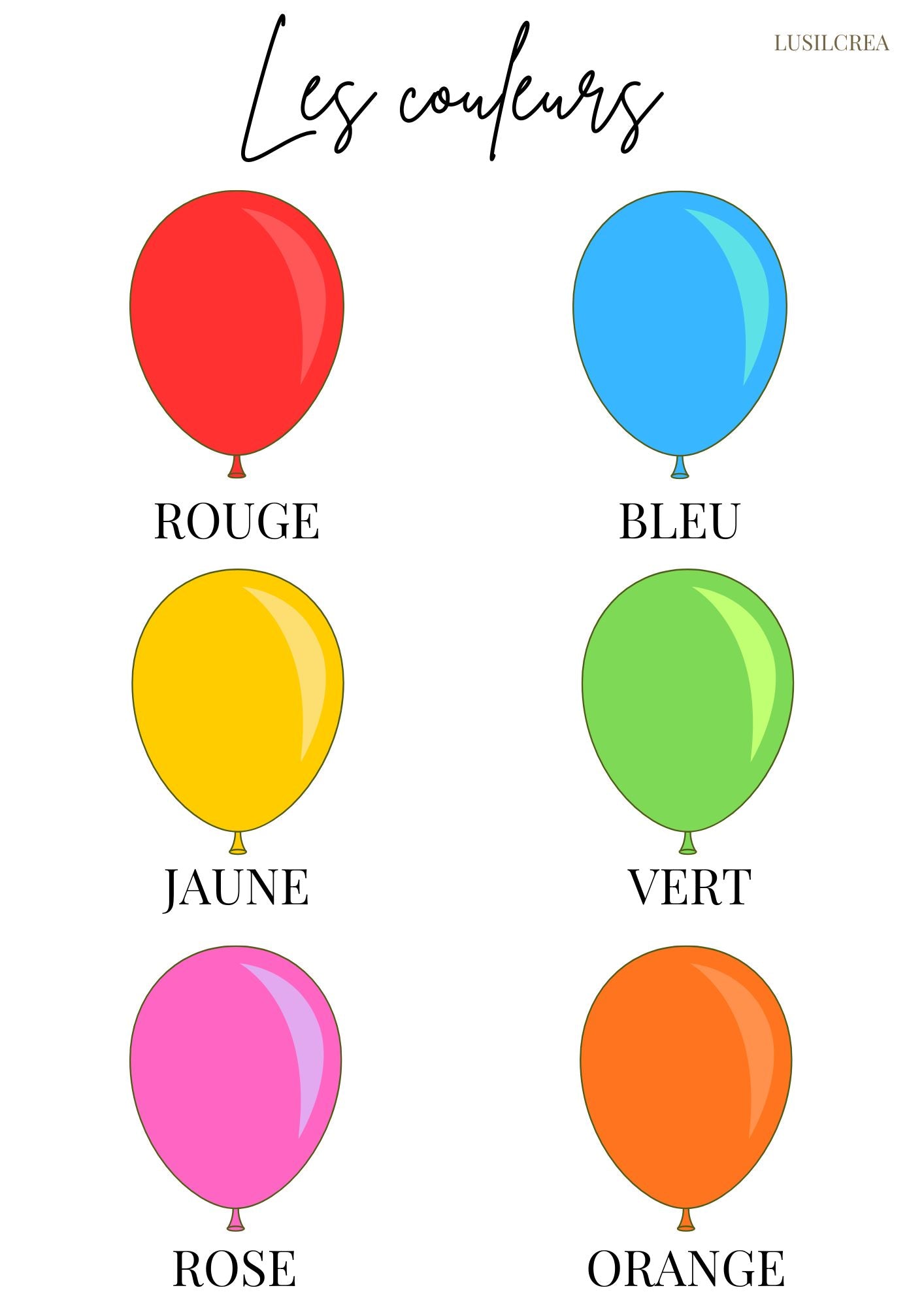 Les couleurs - Ballons